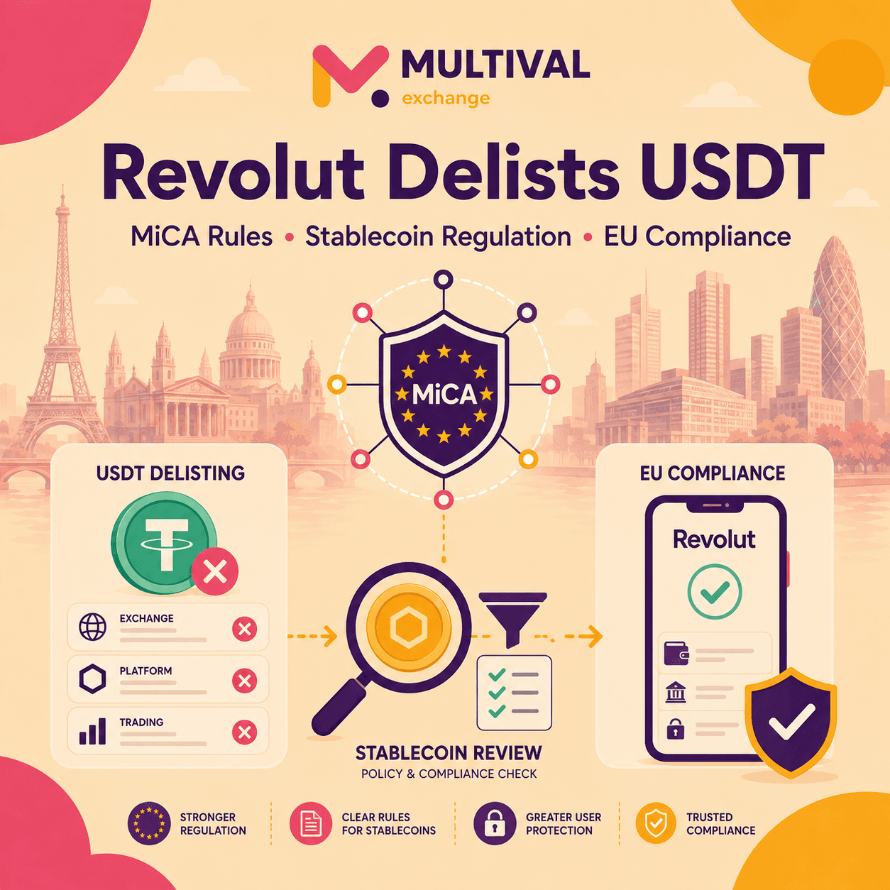 Revolut исключает USDT из листинга на фоне усиления регулирования стейблкоинов